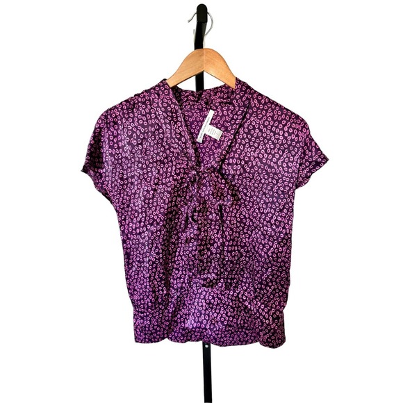 DIANE VON FURSTENBERG WESLEY SILK LIP BLOUSE - Picture 1 of 4